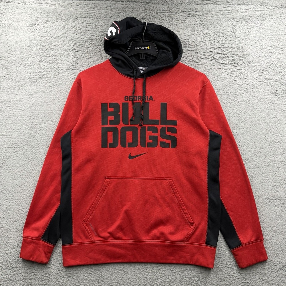 Georgia Bulldogs Hoodie Mens Medium Nike Dri-Fit UGA Center Swoosh Pullover NCAA